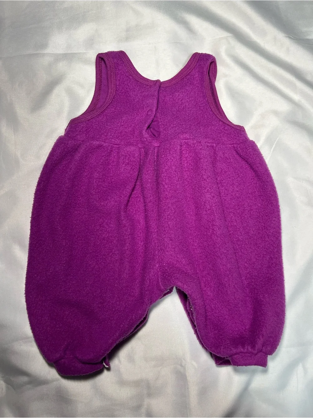 Vintage Carter’s Fleece Sleeveless Romper Baby Girls 0-3M Purple Chicken
